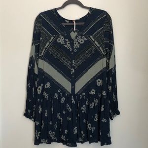 Free people long sleeve print dress